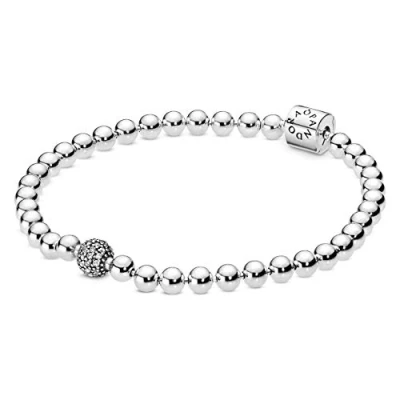 Imagen de Pandora Purely Pulsera con cuentas y engaste pavé de plata ley circonitas cúbicas, 17