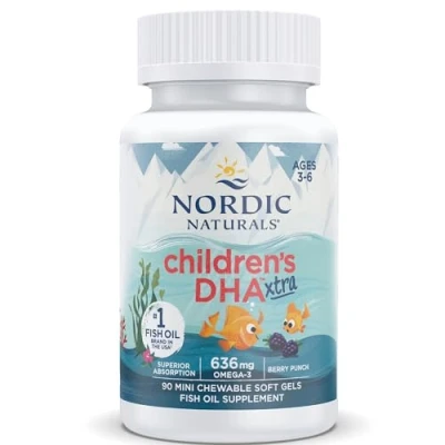 Imagen de Nordic Naturals, Children&#039;s DHA Xtra, 636mg Omega 3, con EPA y DHA, 90 Cápsulas blandas, Testado en Laboratorio, Vegetariano, Sin Soja, Gluten, No GMO