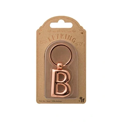 Imagen de if Llavero de metal con letra alfabeto personalizada color oro rosa B