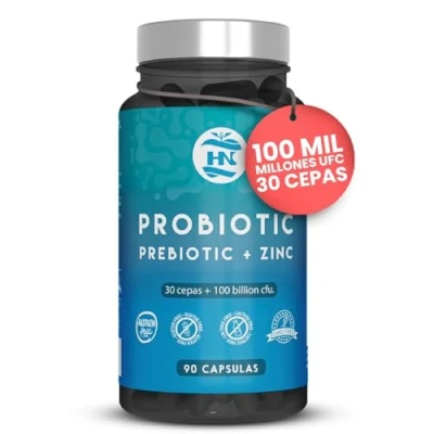 Imagen de Probioticos y Prebioticos Intestinales 100 mil millones de UFC 30 Cepas Bacterianas con Zinc + Inulina para Apoyo Inmunológico Probióticos Flora Intestinal 90 Cápsulas