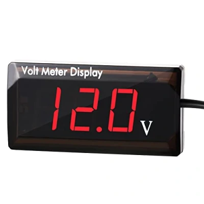 Imagen de DC 12V Voltímetro Digital de Coche Medidor Voltaje Pantalla LED Panel Automóvil 4 28V para Vehículo Motocicleta ATV SUV (Rojo)