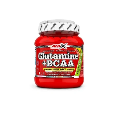 Imagen de AMIX Bcaa Glutamina 530 Gramos Complemento Alimenticio de en Polvo Reduce el Catabolismo Muscular Óptimo para Deportistas Sabor Lima Limón Aminoácidos Ramificados