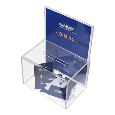 Imagen de HMF 46916 Caja de donación acrílico con inserto hojas 22 x 15 cm Din A4 Transparente