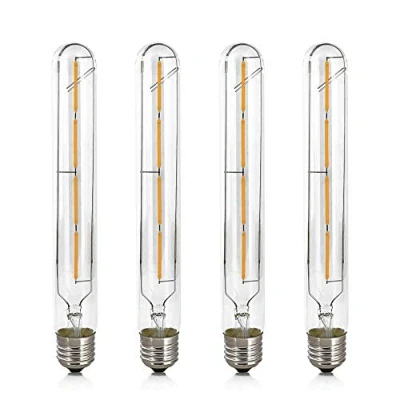 Imagen de Paquete de 4 Bombillas Filamento Tubular Largo Vintage E27 4W, Reemplazo Bombilla Halógena 40W, 220240V AC, 2700K Blanco Cálido 400LM