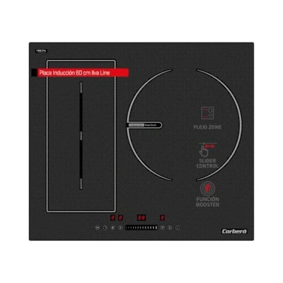 Imagen de Corberó Placa Inducción 3 Zonas CCIG3BL723FLEX 7200 W Zona Flexi Pause y Keep Warm Touch Control Boosters Slider Grande 30 Cms Temporizador 99 Min Seguridad Automática