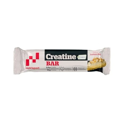 Imagen de NUTRISPORT Barrita Creatina Lemon Pie 44g Con 3,5g de Creapure®, Proteínas Leche, Vitaminas y Minerales Alta en Fibra Ideal Post Entreno Sabor Tarta Limón