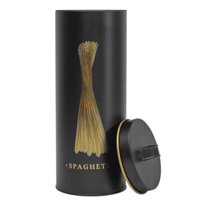 Imagen de COOK CONCEPT, BT6814 Elegante caja de metal para espaguetis, diseño moderno, protección óptima contra la humedad, fácil limpiar, generosa, hermética, negro y dorado, 1,5 l