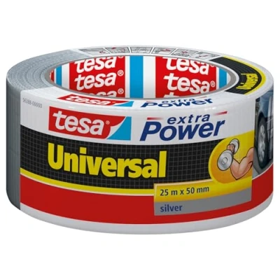 Imagen de tesa Cinta Adhesiva Universal Extra Power Celo Adhesivo con Fijación Fuerte Multiusos Versátil para Reparaciones, Fijación, Sellado y Más Gris 1 Rollo 25 m x 50 mm