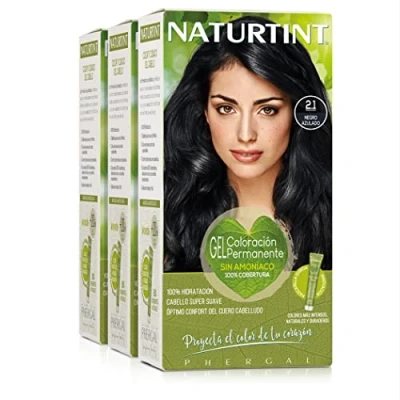 Imagen de Naturtint Biobased Coloración sin amoniaco 100% cobertura de canas Ingredientes vegetales Color natural y duradero 2.1 Negro Azulado Pack 3