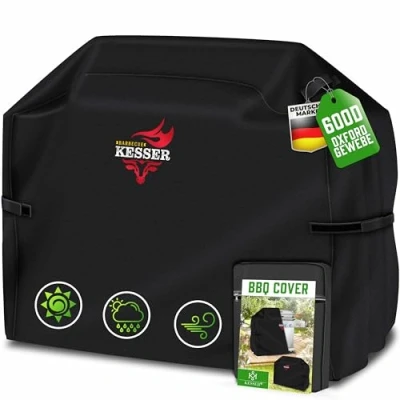 Imagen de KESSER® Funda para Barbacoa Resistente a la Intemperie Grill Cubierta Weber, Brinkmann Char Broil Parilla Tejido Oxford 600D 152 x 71 112 cm, Negro