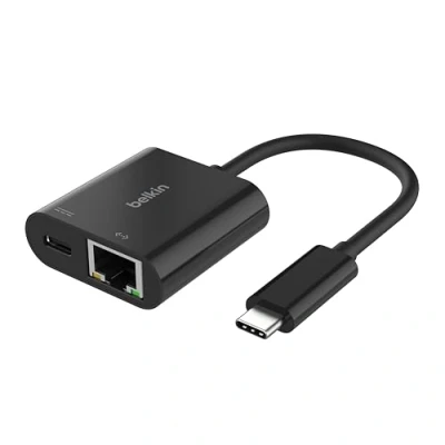 Imagen de Belkin Connect Adaptador USB C a Ethernet + Carga de 100 W, 1 Puerto Gigabit y C, conexión rápida Internet [10/100/1000] Mbps, para iPhone 16, 15, Samsung Galaxy S24 más