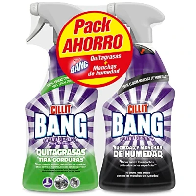 Imagen de Cillit Bang spray limpiador quitagrasas, para cocinas y Suciedad manchas de humedad, baños Pack 2 x 750 ml