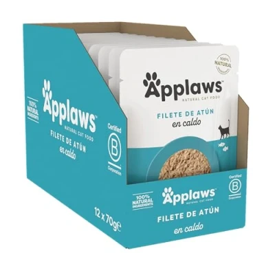 Imagen de Applaws 100% Natural Wet Cat Food, Tuna Fillet in Broth Pack of 12 x 70g Pouch