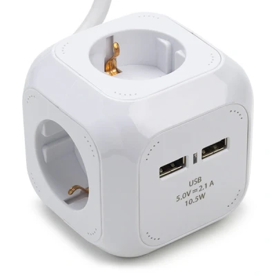 Imagen de Regleta Nedis con 4 enchufes y USB color blanco (1,5 metros)