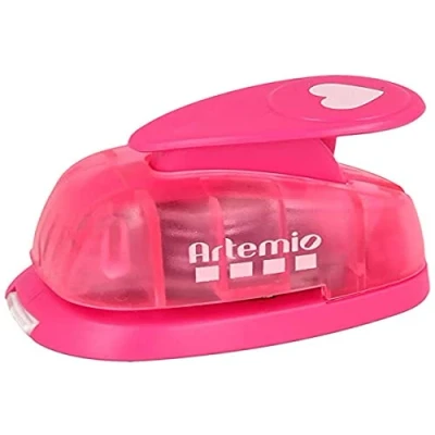 Imagen de Artemio 1 cm Mini Perforadora de Palanca corazón, Color Rosa