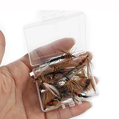 Imagen de ANCLLO Kit de 20 señuelos pesca con mosca, surtido serpentinas caja impermeable