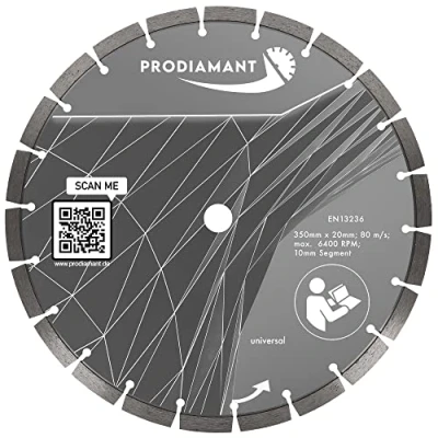 Imagen de PRODIAMANT Disco de corte diamantado Premium universal 350 mm x 20 bloque segmento altura 10mm
