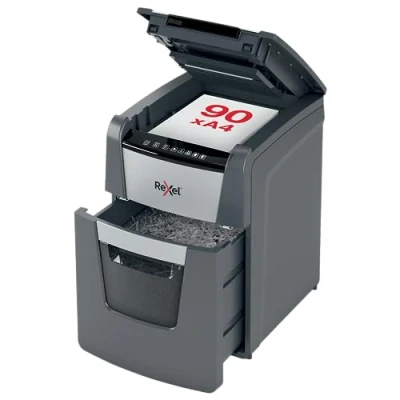 Imagen de Rexel 2020090X Destructora de Papel Optimum AutoFeed 90X, Corte en Partículas, Destruye hasta 90 Hojas a la Vez, Papelera 34L, Destrucción Alta Seguridad P4, Color Negro