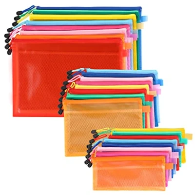 Imagen de Belle Vous Pack de 24 Bolsas Plastico con Cierre Cremallera Para Documentos Set Bolsa Viaje A4, A5 y A6 Impermeable Cosméticos, Oficina, Escuela, Lápices, Lapiceros o Facturas