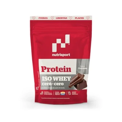 Imagen de NUTRISPORT Iso Whey Cero Chocolate 500g Proteína Aislada de Suero Leche Sin Grasas ni Azúcares Con DigeZyme® para Mejor Absorción Rápida Digestión Post Entreno Desarrollo Muscular