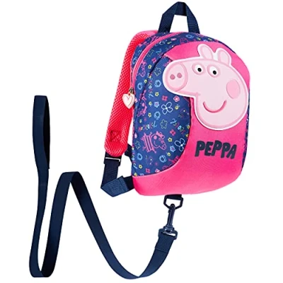 Imagen de Peppa Pig Mochila Bebe Guarderia, Infantil, Escolar Con Arnes Para Bebes (Azul Marino/Rosa)