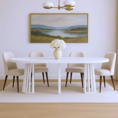 Imagen de Mesa Ovalada Extensible Eliza Blanca Menzzo