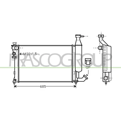 Imagen de PRASCO CI915R003 Radiador, refrigeración del motor Aluminio 610mm 378mm 23mm Con acoplamientos rápidos Aletas unidas mecánicamente