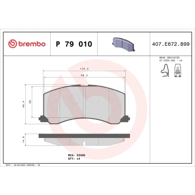 Imagen de BREMBO P 79 010 Juego de pastillas freno con avisador acústico desgaste sin accesorios SUZUKI: Baleno I Berlina, Hatchback