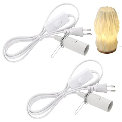 Imagen de NVIYAM 2 portalámparas E14 con cable de 1,8 m y enchufe europeo, interruptor para lámpara sal E14, colgar lámparas, techo,