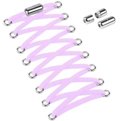Imagen de Widamin 2 Pares de Cordones Elásticos con cápsula Metal, sin Nudo para Adultos Niños, Perezosos Atar Zapatos Deporte，Morado