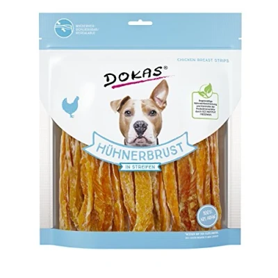 Imagen de Dokas Dog Pechuga de Pollo en Tiras 5 x 500 g Alimento complementario para Perros deshidratada Apto Todos los tamaños y Razas