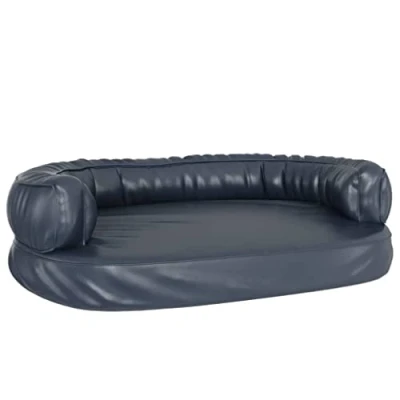 Imagen de vidaXL Cama para Perros de Espuma Cuero Sintético Gris 75x53 cm Colchón Cesta