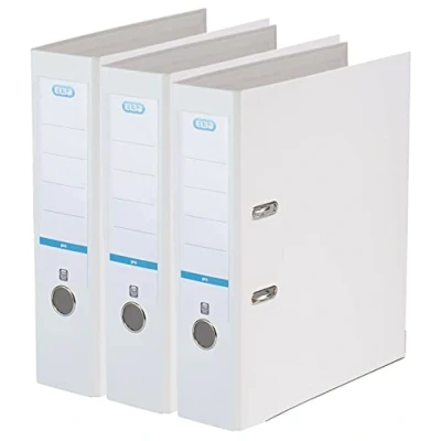 Imagen de Elba Smart Pro Archivador (DIN A4, con etiqueta trasera y cubierta de plástico), color azul, Blanco 3er Pack breit