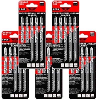 Imagen de 25 hojas de sierra calar TopsTools JSTTX344D_5 XT344D 132 mm largo, cortes rápidos y limpios, compatibles con Bosch, Dewalt, Makita, Milwaukee muchos más