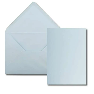 Imagen de Juego de 25 tarjetas con sobre, tamaño DIN A5, 14,8 x 21 cm, color azul claro sobres C5, 15,4 22 adhesivo en húmedo