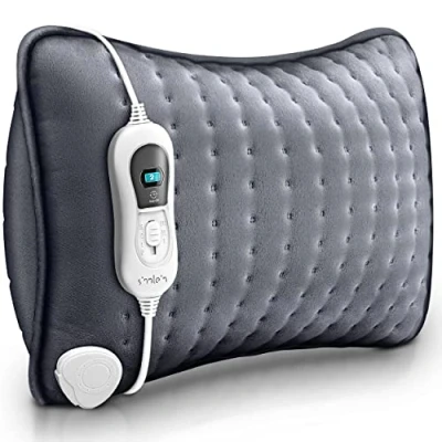 Imagen de sinnlein Almohadilla Eléctrico con Relleno 100 W Cojín Térmica Espalda, Hombros y Cuello Almohada Eléctrica 3 Niveles de Temperatura Apagado Automático (Gris)