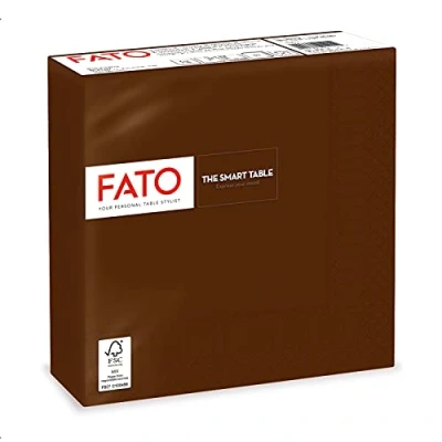 Imagen de Fato, Servilletas de Papel Desechables, Ideales para Almuerzos Informales y Buffets, Paquete 50 Servilletas, Tamaño 33x33, 4 pliegues, 2 capas, Chocolate, 100% Pura Celulosa
