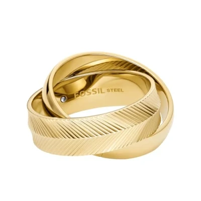 Imagen de Fossil Anillo para mujer Harlow Interlocking izquierdo, Acero inoxidable dorado, JF048067105, inoxidable, Sin piedras preciosas