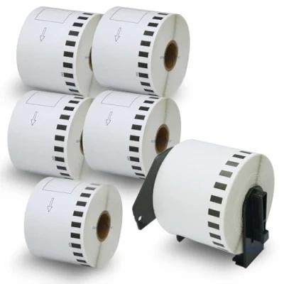 Imagen de BETCKEY 6 Rollos de DK 22205 Cinta Continua Papel Térmico Compatible con Brother, 62mm x 30.48m, continuous Etiquetas para Impresoras QL (1 Soportes Etiqueta)