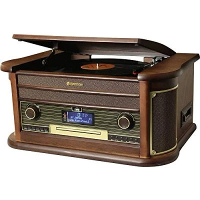 Imagen de Roadstar HIF 1996D+BT Tocadiscos 33/45/78 rpm, Radio DAB/DAB+/FM, Reproductor CD/CDR/CDRW/CD MP3, Cassette, Bluetooth, USB, Mando a Distancia, Retro, Madera