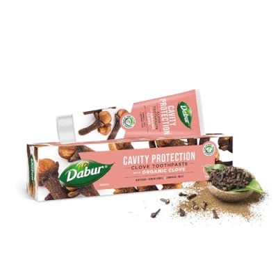 Imagen de Dabur Clove Pasta de dientes orgánica 100 ml dental protectora caries Previene caries, alivia el dolor muelas y mantiene la higiene bucal