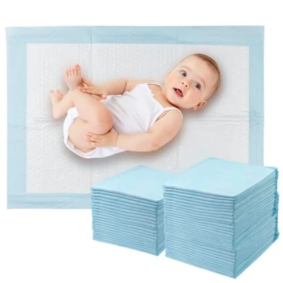 Imagen de Eckerdromk 50 PCS 60 x 45 cm Cambiador Desechable Bebe, Protector Suaves, Transpirables, Impermeables, a Prueba de Fugas, Absorción Rápida para Cambio Pañales y Cuna