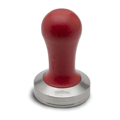 Imagen de LELIT Tamper de Café para Filtro LELIT58 con Mango Madera Rojo Prensador Compactador Utensilios Café, Plateado/Rojo