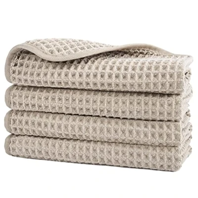 Imagen de Polyte Toalla para la Cara de Microfibra superabsorbente antipelusa Punto gofrado Beige 33 x cm Pack 4