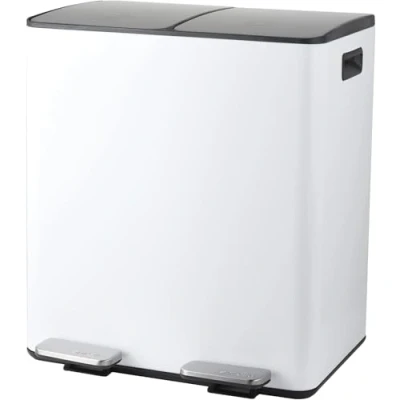 Imagen de Spirella CUBO BASURA DE 40L PARA RECICLAJE CON PEDAL RETRACTIL MODELO ALIYA EN COLOR BLANCO MATE 2 X 20L. CAIDA AMORTIGUADA Y CUBOS INTERIORES 20L