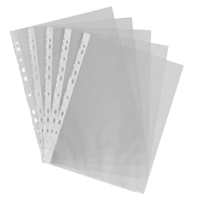 Imagen de 50 fundas perforadas de plástico A4 30 micras para carpetas, archivadores, carteras,