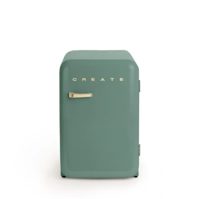Imagen de CREATE / RETRO FRIDGE 83.5 ROSE GOLD/Frigorífico verde sage maneta oro rosado 98W, bajo consumo, 2 estantes, regulador temperatura, botellero, 56x54x84cm