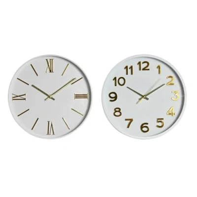 Imagen de Home ESPRIT Reloj de Pared Blanco Dorado PVC 30 x 4 cm (2 Unidades)