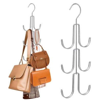 Imagen de Greyoe Corbatero, Organizador Cinturones, Percha Colgando Bolsa Rack Multifuncional Cinturón Corbata Giratorio Sling Gancho para Corbatas, Bufandas, Chales ((Plata))