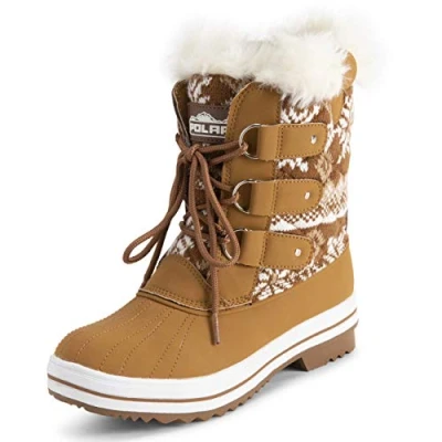 Imagen de Polar Mujer Mid Acolchado Térmica Durable Suela De Goma Impermeable Invierno Nieve Piel Sintética Botas bronceada Cardy UK6/EU39 YC0635